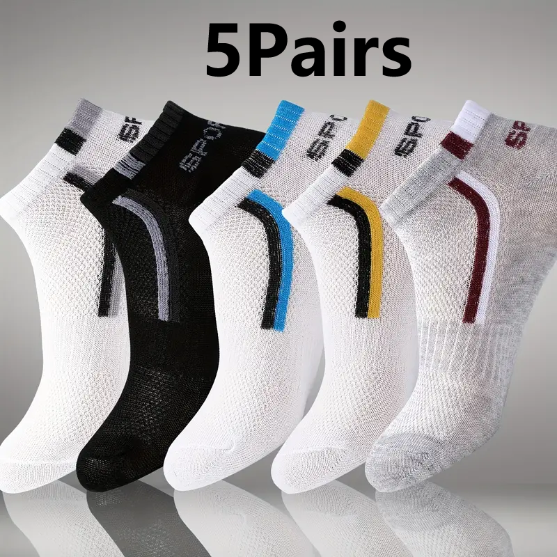 Ankle Sock Low Cut - 5Pair Men's Anti-Slip Ankle Boat Socks