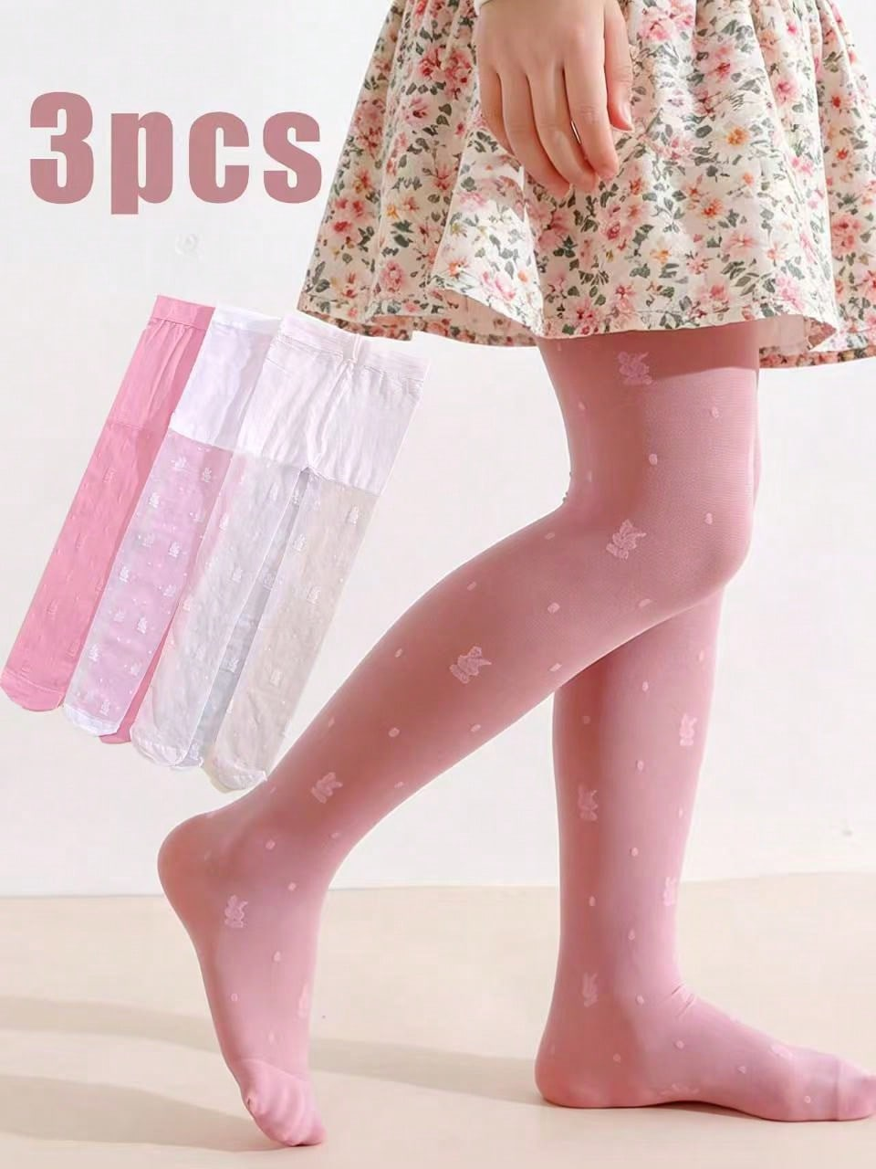 Tights Pantyhose Sheer - 3Pack Girls Rabbit Print Tights 0-14Y
