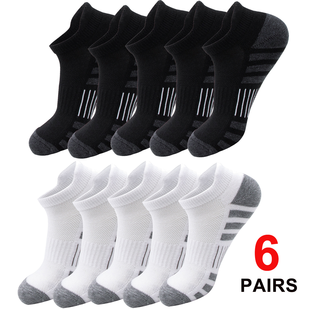 Athletic Sock Cushion - 6/24 Pairs Cushioned Breathable Ankle Socks