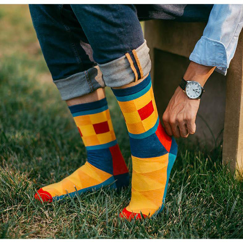 Cotton Crew Sock Pack - 5Pairs Mens Fun Dress Socks, Pattern