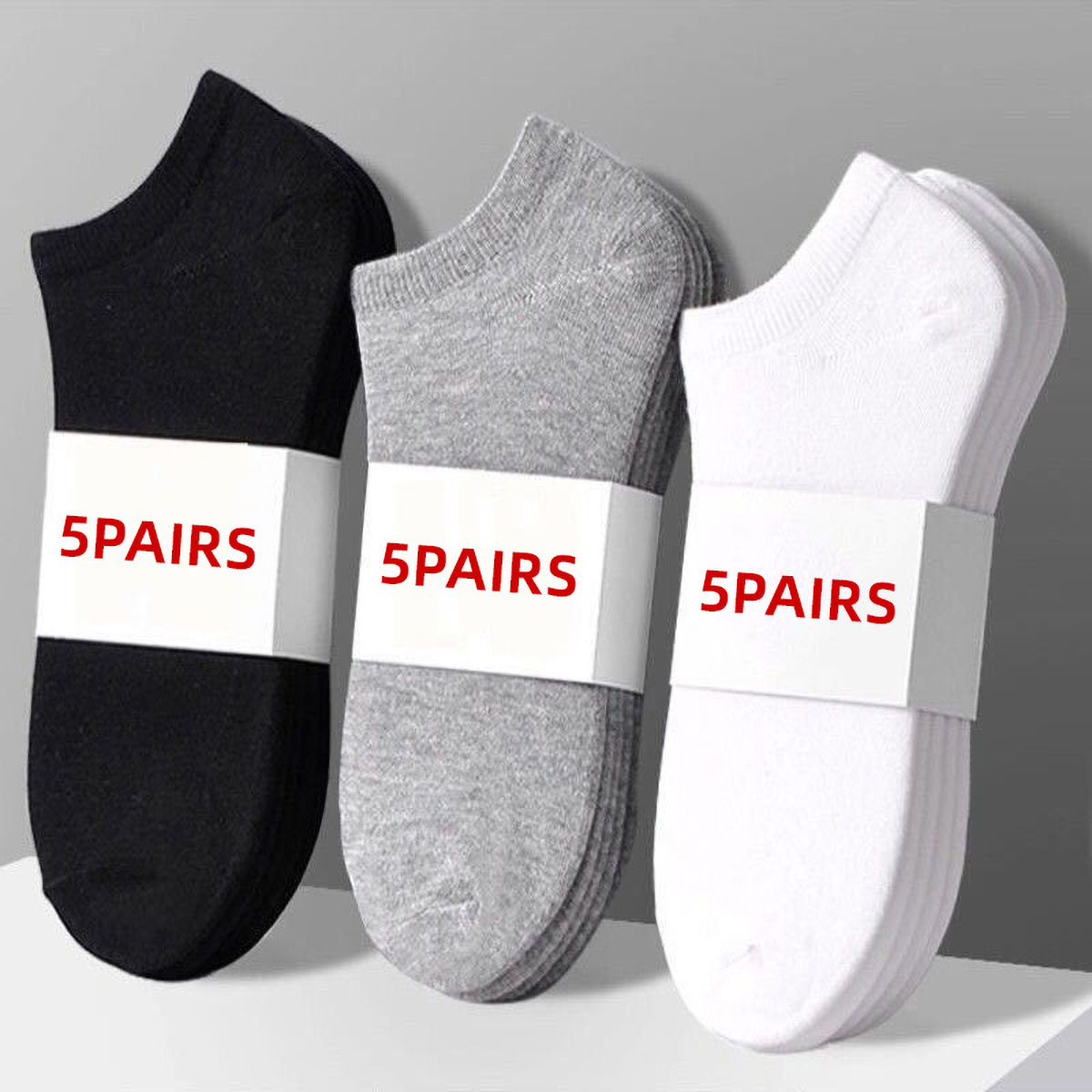 5 Pairs Unisex Casual Plain Co - No Show Sock Women บทวิจารณ์และราคา