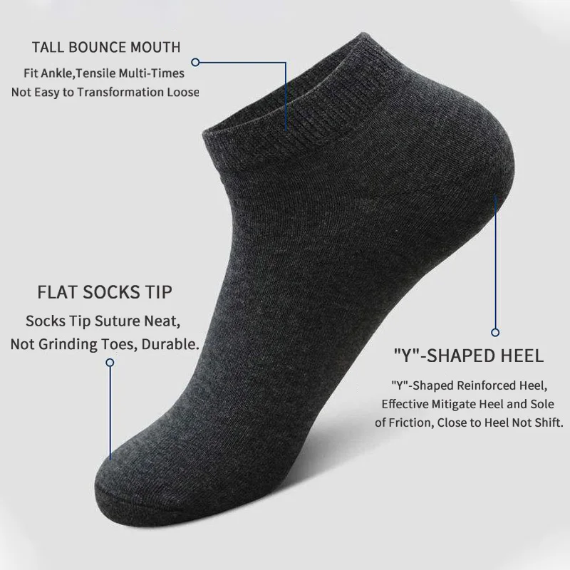 5 Pairs Unisex Casual Plain Co - No Show Sock Women บทวิจารณ์และราคา