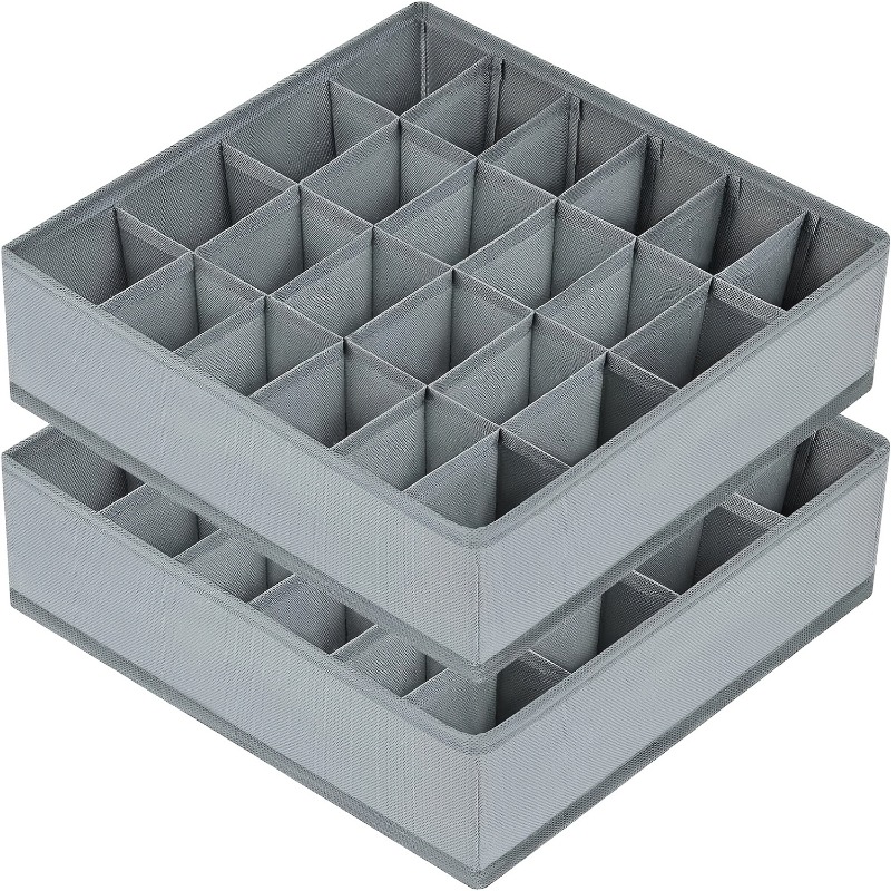 2Pcs 24-Compartment Fabric Soc - Sock Organizer Tray บทวิจารณ์และราคา