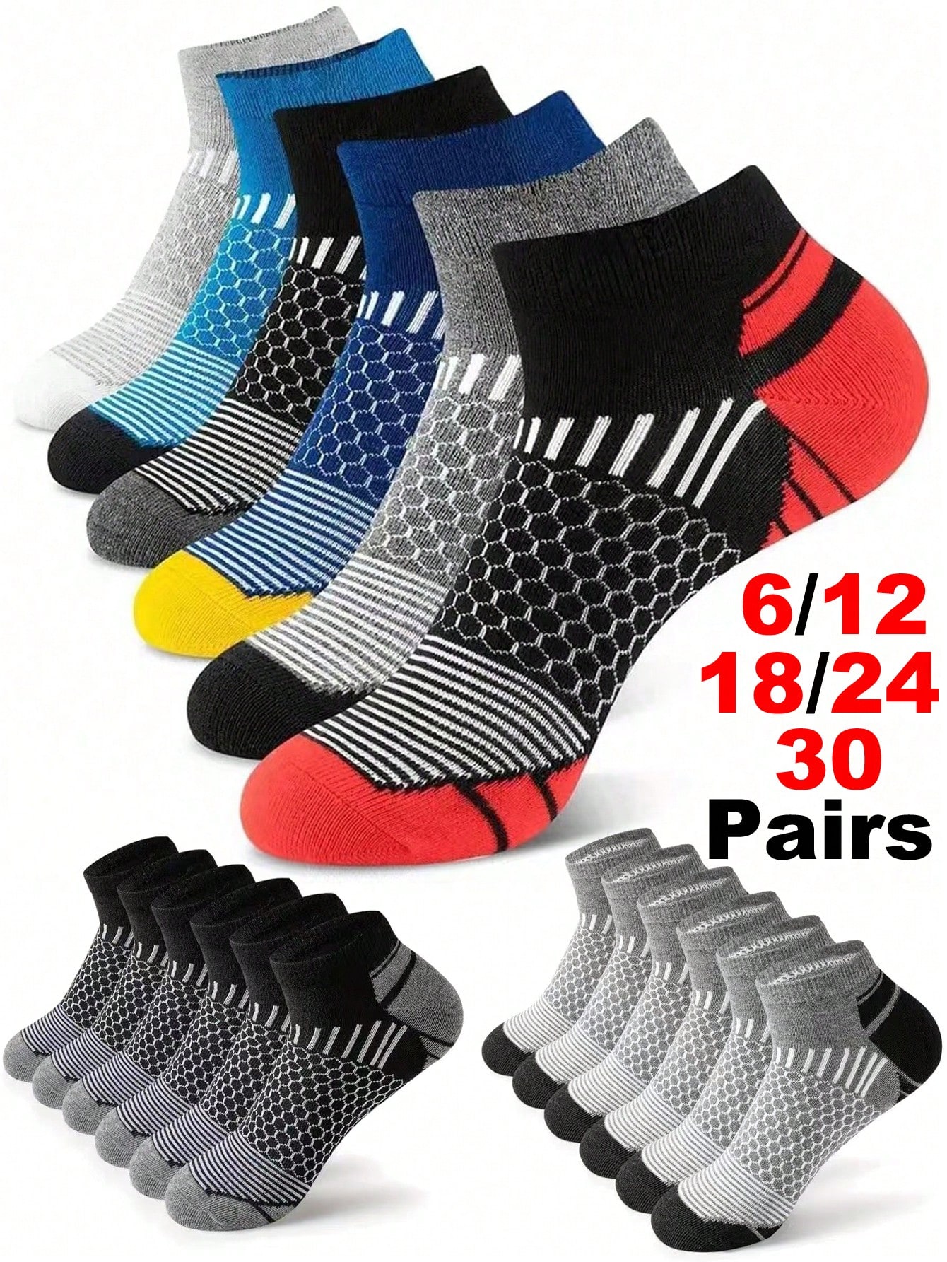 12Pairs Men's Ankle Athletic S - Ankle Sock Low Cut บทวิจารณ์และราคา