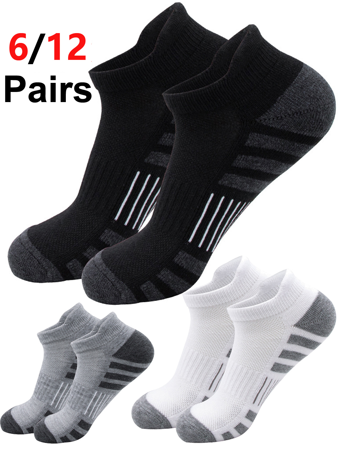 6/12Pairs Low Cut Ankle Athlet - Athletic Sock Cushion บทวิจารณ์และราคา