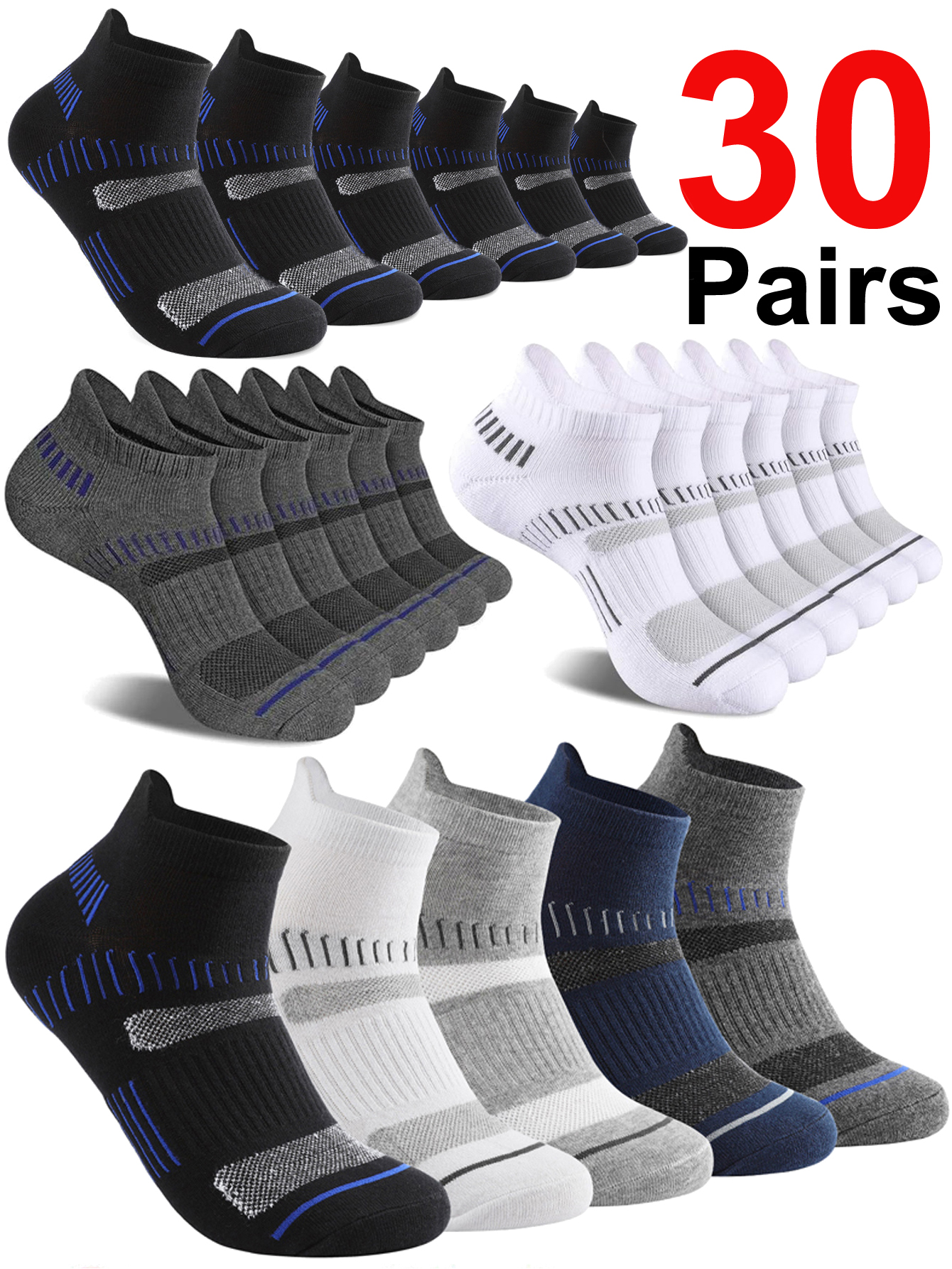 30 Pairs Ankle Socks Men Athle - Ankle Sock Low Cut บทวิจารณ์และราคา