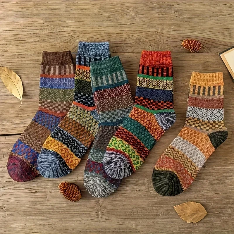 5 pairs of retro ethnic style  - Thermal Sock Winter บทวิจารณ์และราคา