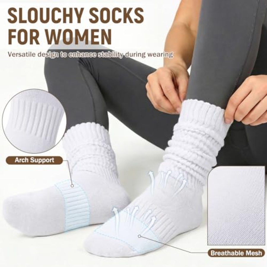 Chalier 5 Pairs Slouchy Socks  - Boot Sock Slouchy บทวิจารณ์และราคา