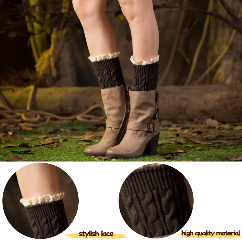 Winter Knit Solid Leg Warmers  - Thermal Sock Winter บทวิจารณ์และราคา