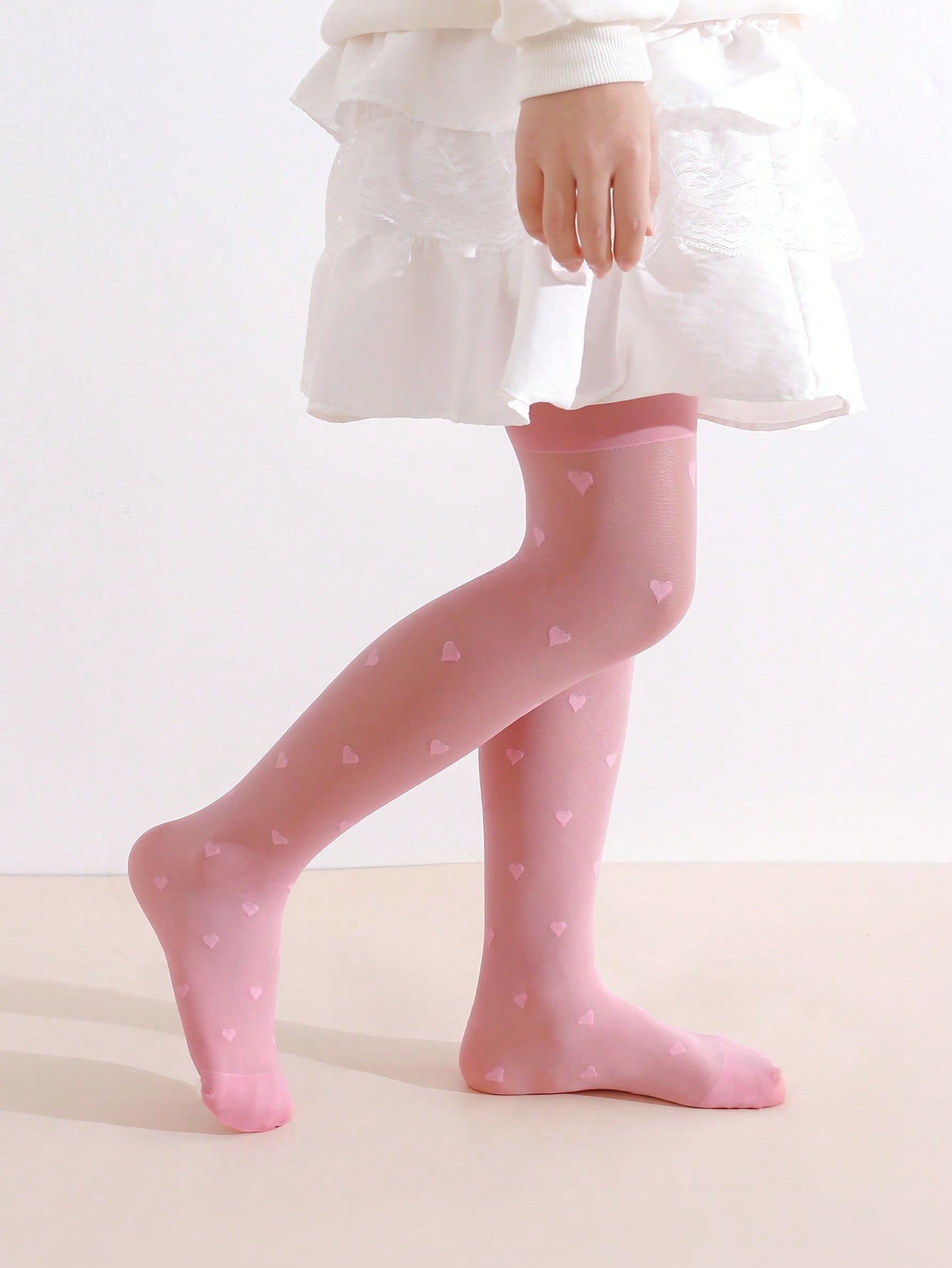 3Pcs Girls Heart Print Tights  - Tights Pantyhose Sheer บทวิจารณ์และราคา