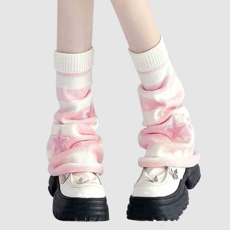 Y2K Striped Leg Warmers Star R - Boot Sock Slouchy บทวิจารณ์และราคา