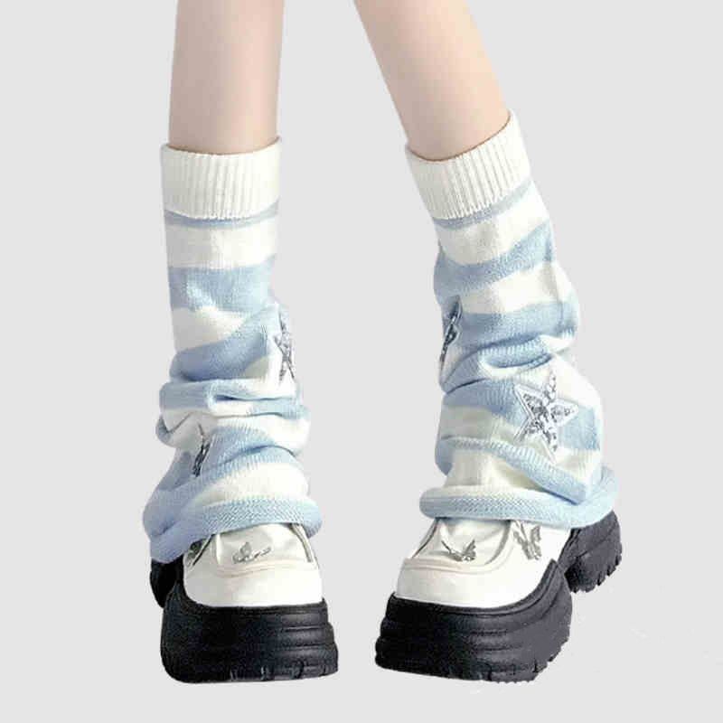 Y2K Striped Leg Warmers Star R - Boot Sock Slouchy บทวิจารณ์และราคา