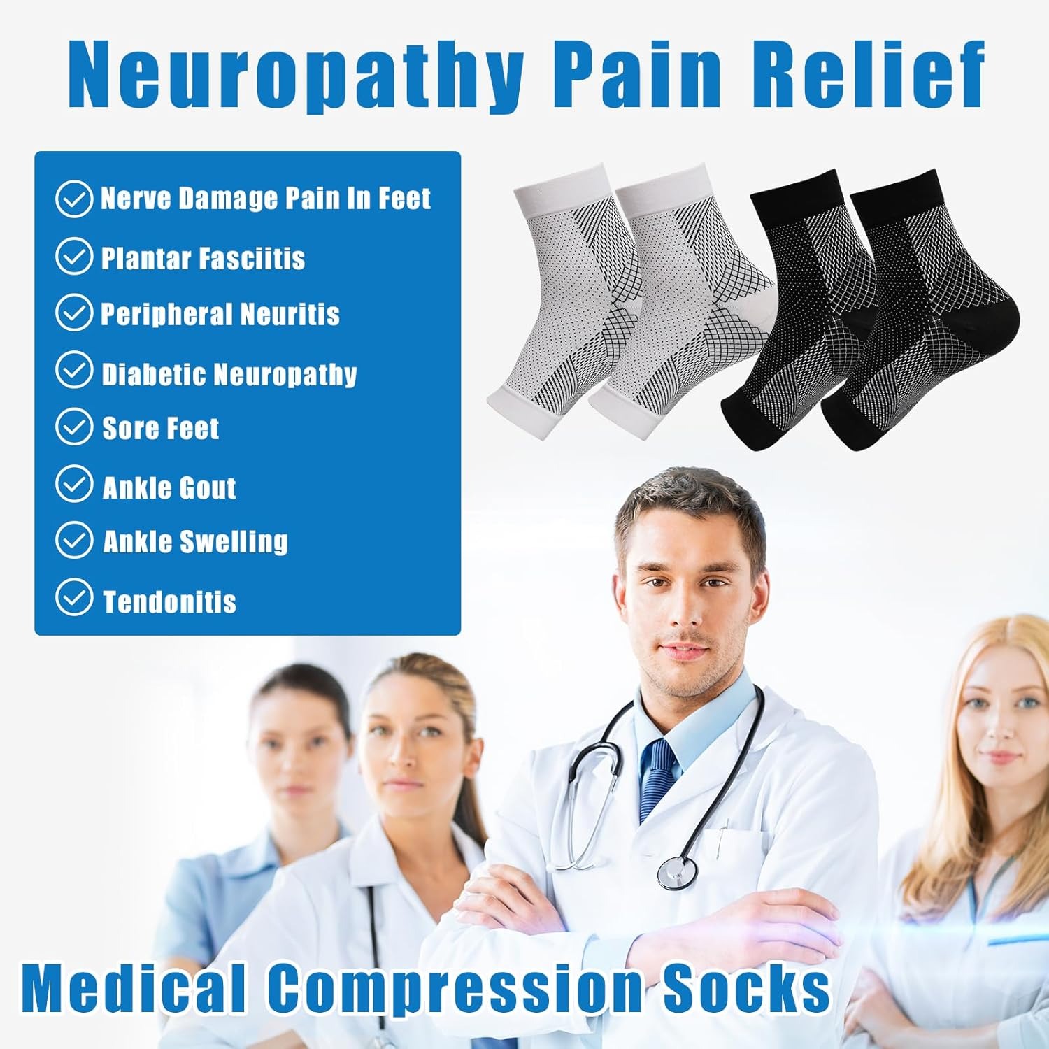 1pair Neuropathy Socks, Ankle  - Ankle Brace Sock บทวิจารณ์และราคา