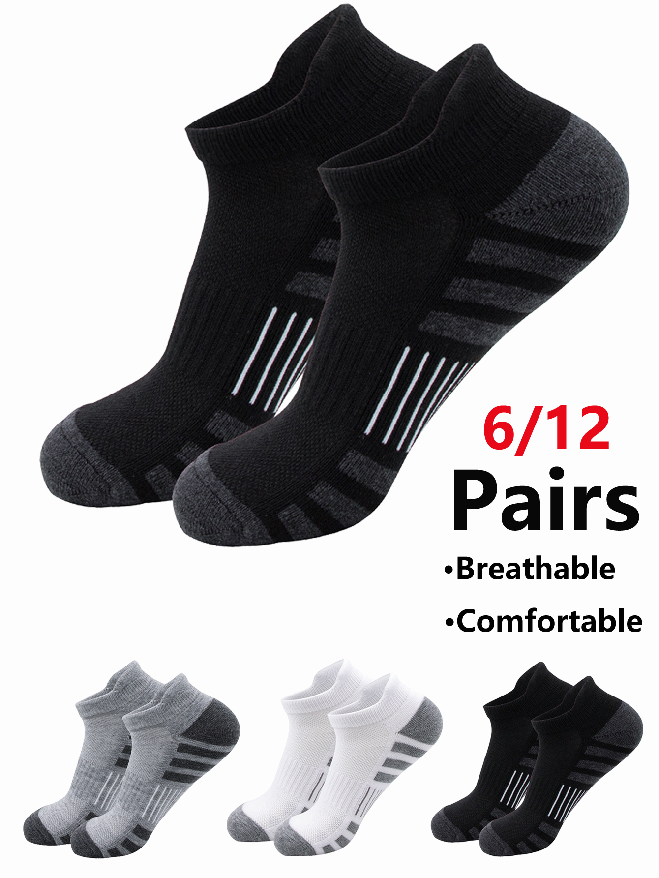 6/24 Pairs Cushioned Breathabl - Athletic Sock Cushion บทวิจารณ์และราคา