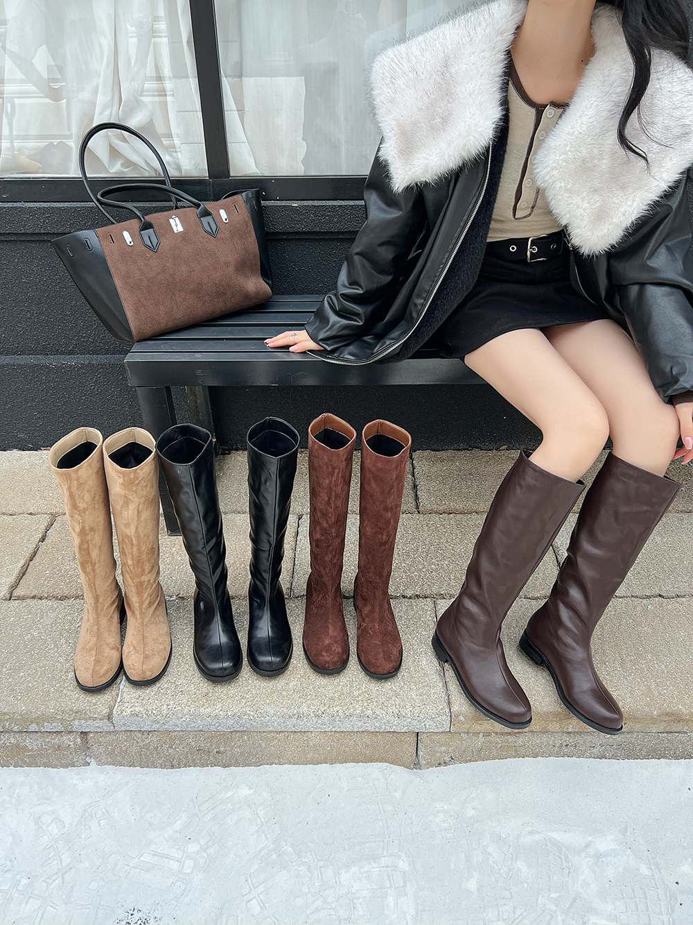 Fashion Women Knee Boots Flock - Knee High Sock Women บทวิจารณ์และราคา