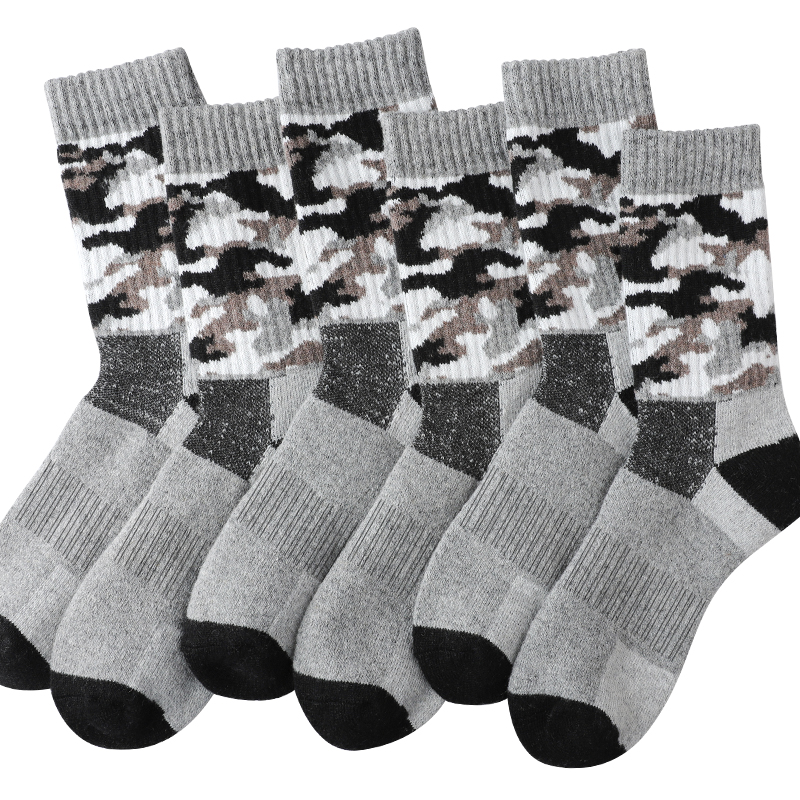 4Pairs Thick Gray Camouflage S - Wool Hiking Sock บทวิจารณ์และราคา