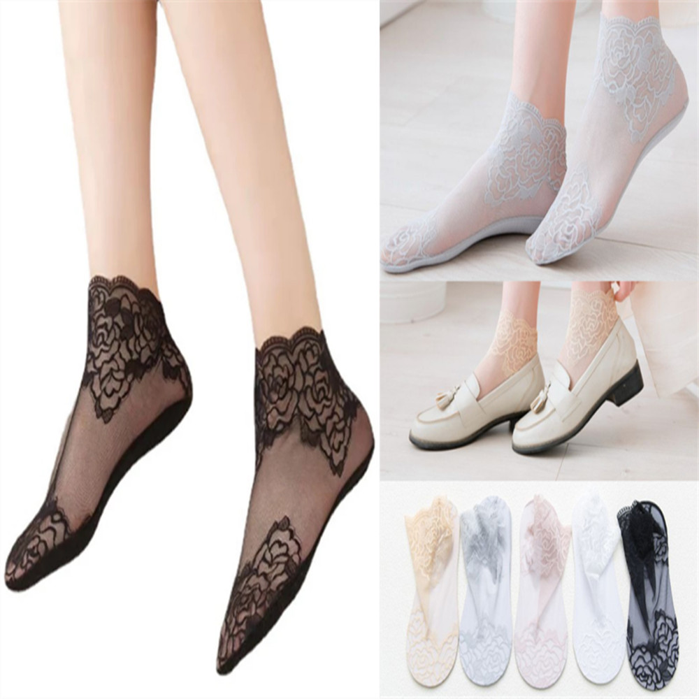 woman Lace rose thin socks Loa - Invisibility Sock Loafer บทวิจารณ์และราคา