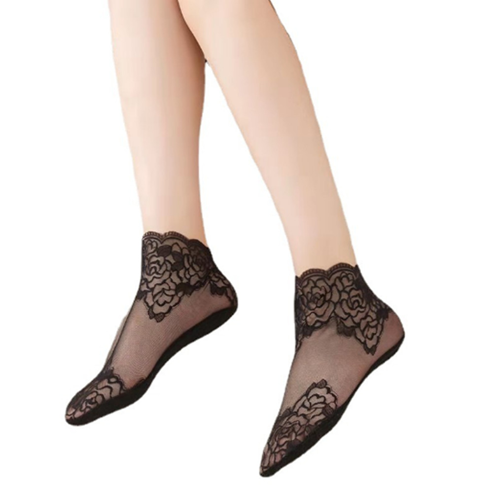 woman Lace rose thin socks Loa - Invisibility Sock Loafer บทวิจารณ์และราคา