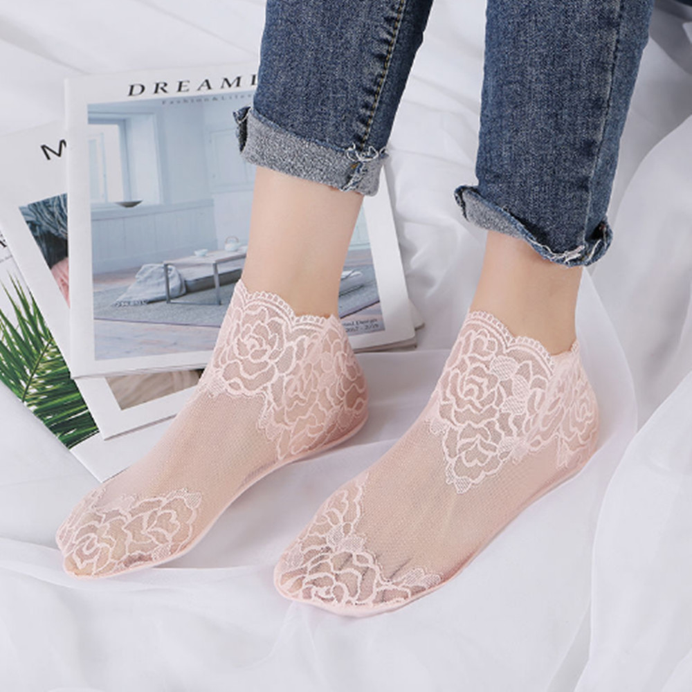 woman Lace rose thin socks Loa - Invisibility Sock Loafer บทวิจารณ์และราคา