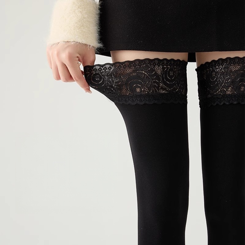 100D Sexy Stockings Retro Lace - Thigh High Sock Stay Up บทวิจารณ์และราคา