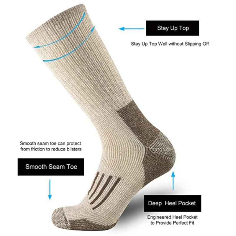 80% Wool Socks Warm Thicken Hi - Wool Hiking Sock บทวิจารณ์และราคา