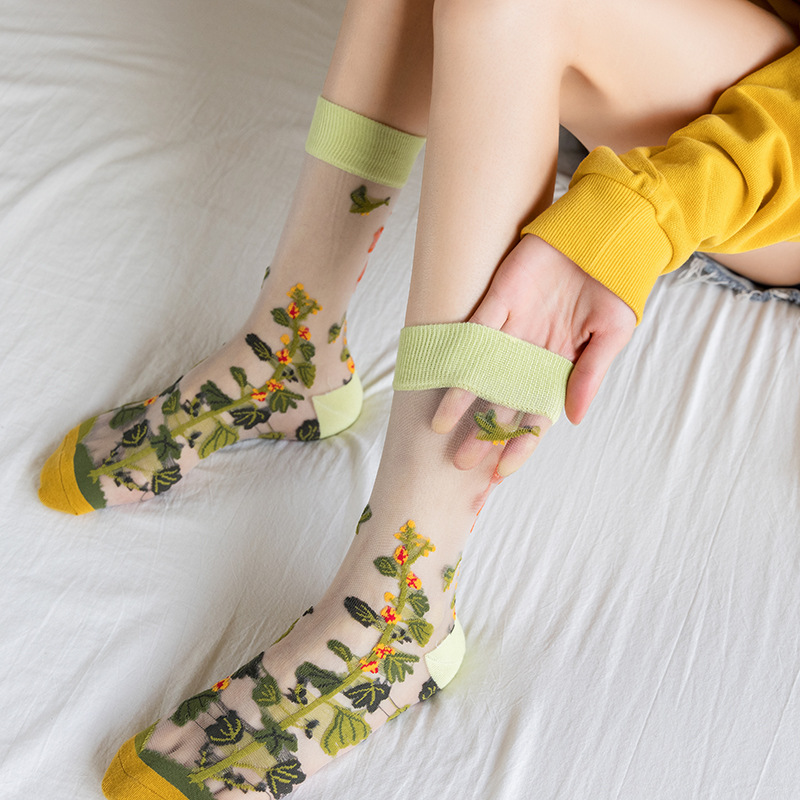 1/4 Pairs Retro Flower Women G - Silk Sock Bamboo บทวิจารณ์และราคา