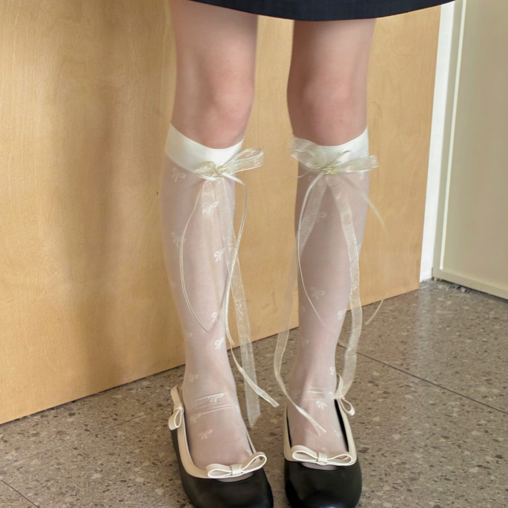Sweet Bow Lace Sunscreen Calf  - Silk Sock Bamboo บทวิจารณ์และราคา