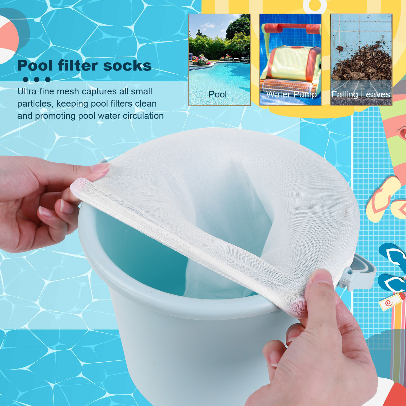 100-5PCS Pool Skimmer Socks El - Sock Organizer Tray บทวิจารณ์และราคา