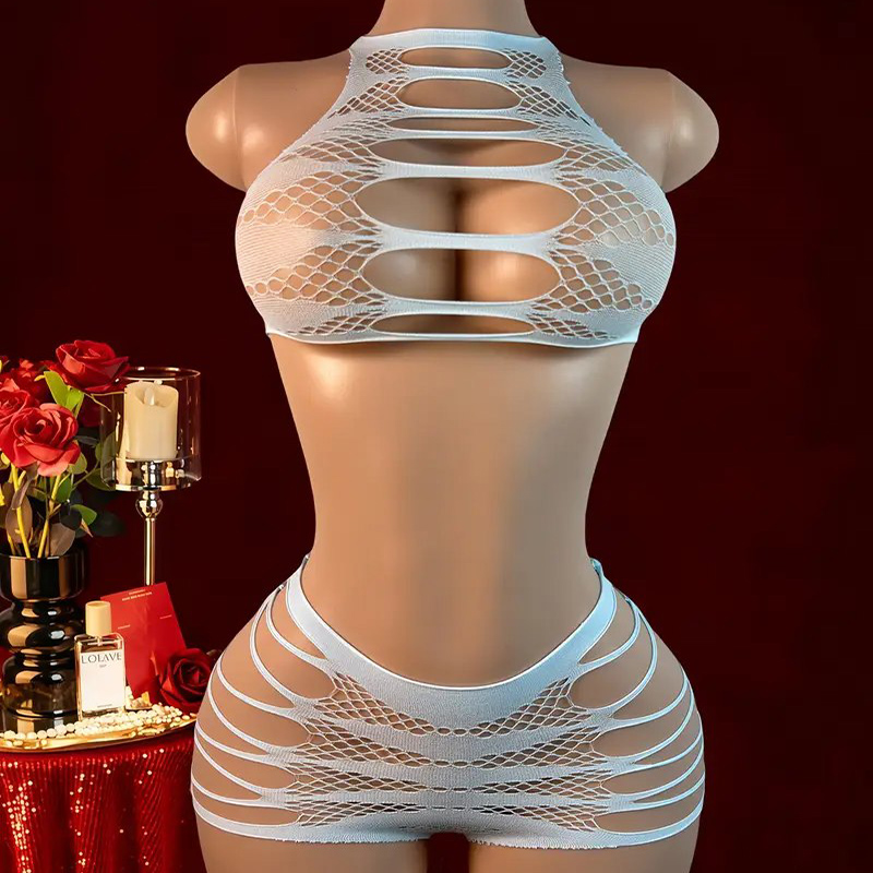Sexy Lingerie +Panties Hollow  - Fishnet Stocking Women บทวิจารณ์และราคา