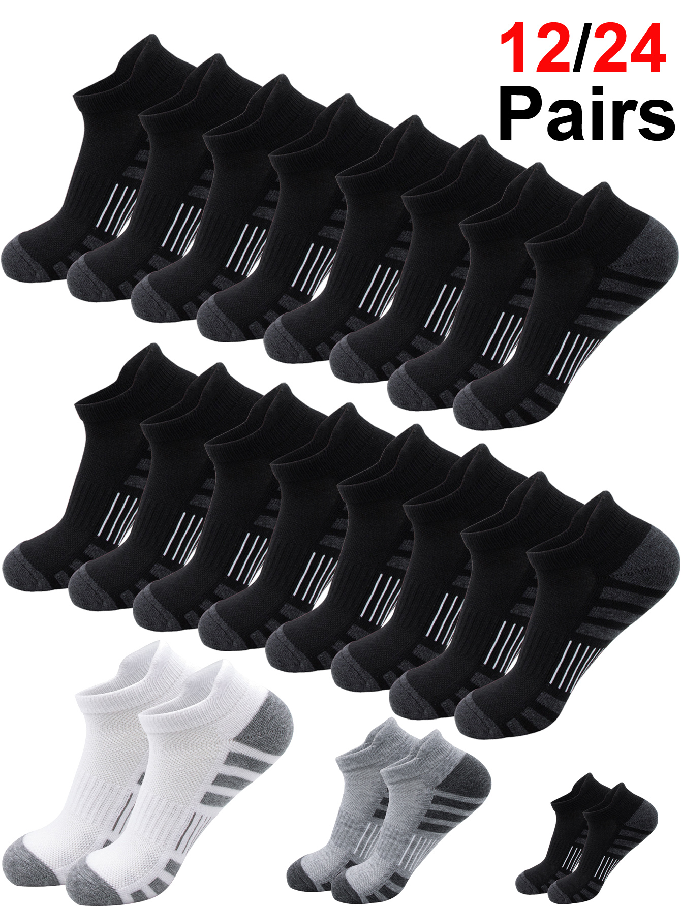 12/24 Pairs Cushioned Breathab - Athletic Sock Cushion บทวิจารณ์และราคา