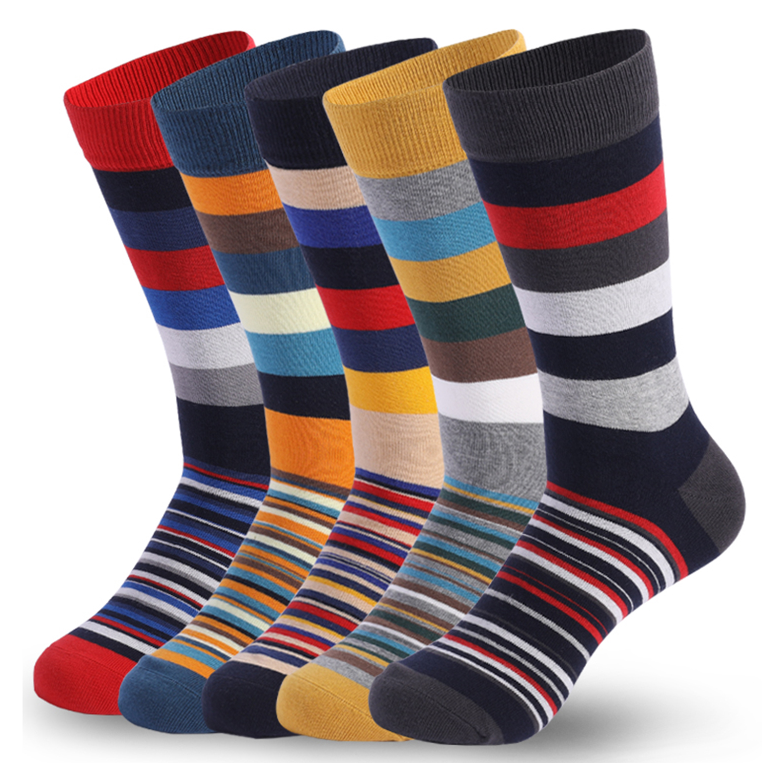 5Pairs Mens Fun Dress Socks, P - Cotton Crew Sock Pack บทวิจารณ์และราคา