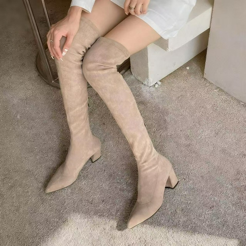 Sexy Women's Boots Pointed Toe - Knee High Sock Women บทวิจารณ์และราคา