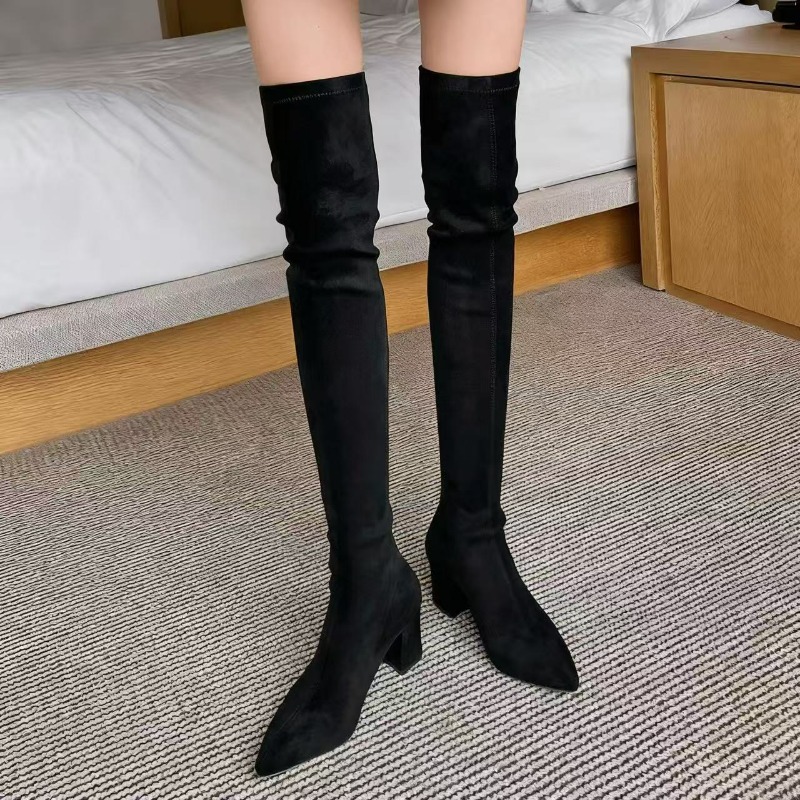 Sexy Women's Boots Pointed Toe - Knee High Sock Women บทวิจารณ์และราคา