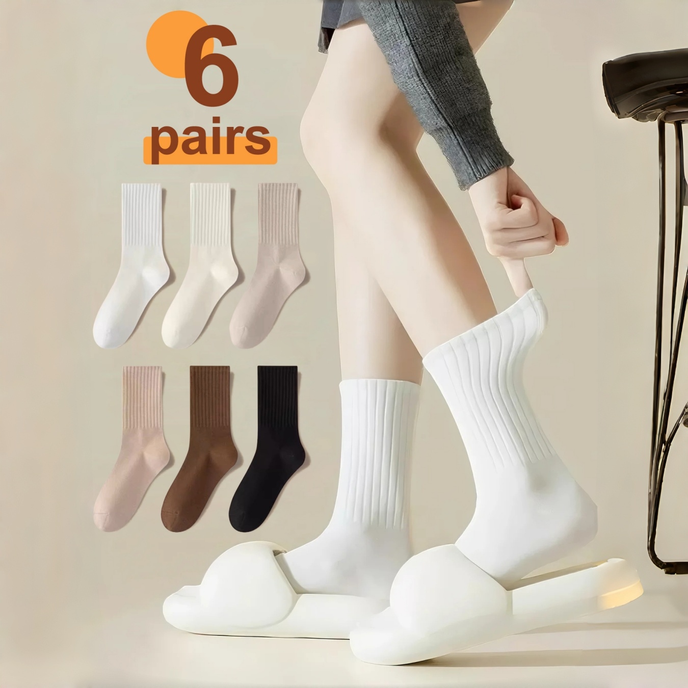 6 Pairs Heap Socks Set - Knee- - Knee High Sock Women บทวิจารณ์และราคา