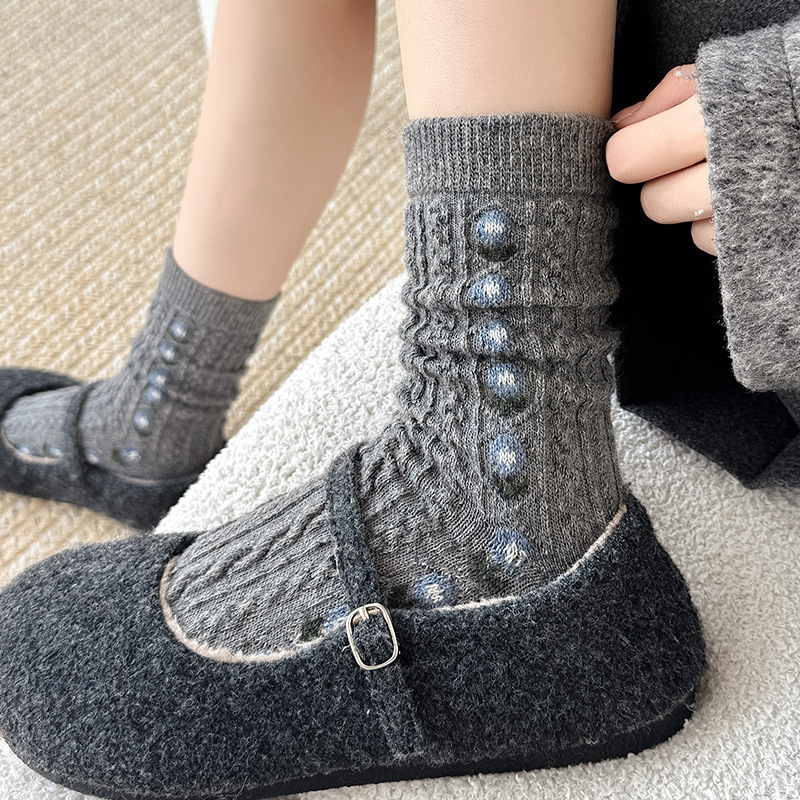 Korean Sweet Floral Wool Mid-C - Boot Sock Slouchy บทวิจารณ์และราคา
