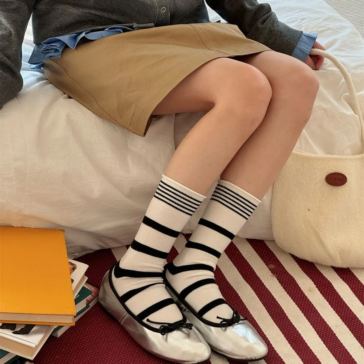 Korean Winter Striped Wool Sil - Silk Sock Bamboo บทวิจารณ์และราคา