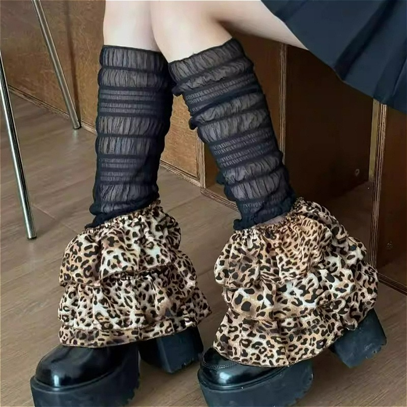 New Leopard Print Leg Warmers  - Boot Sock Slouchy บทวิจารณ์และราคา