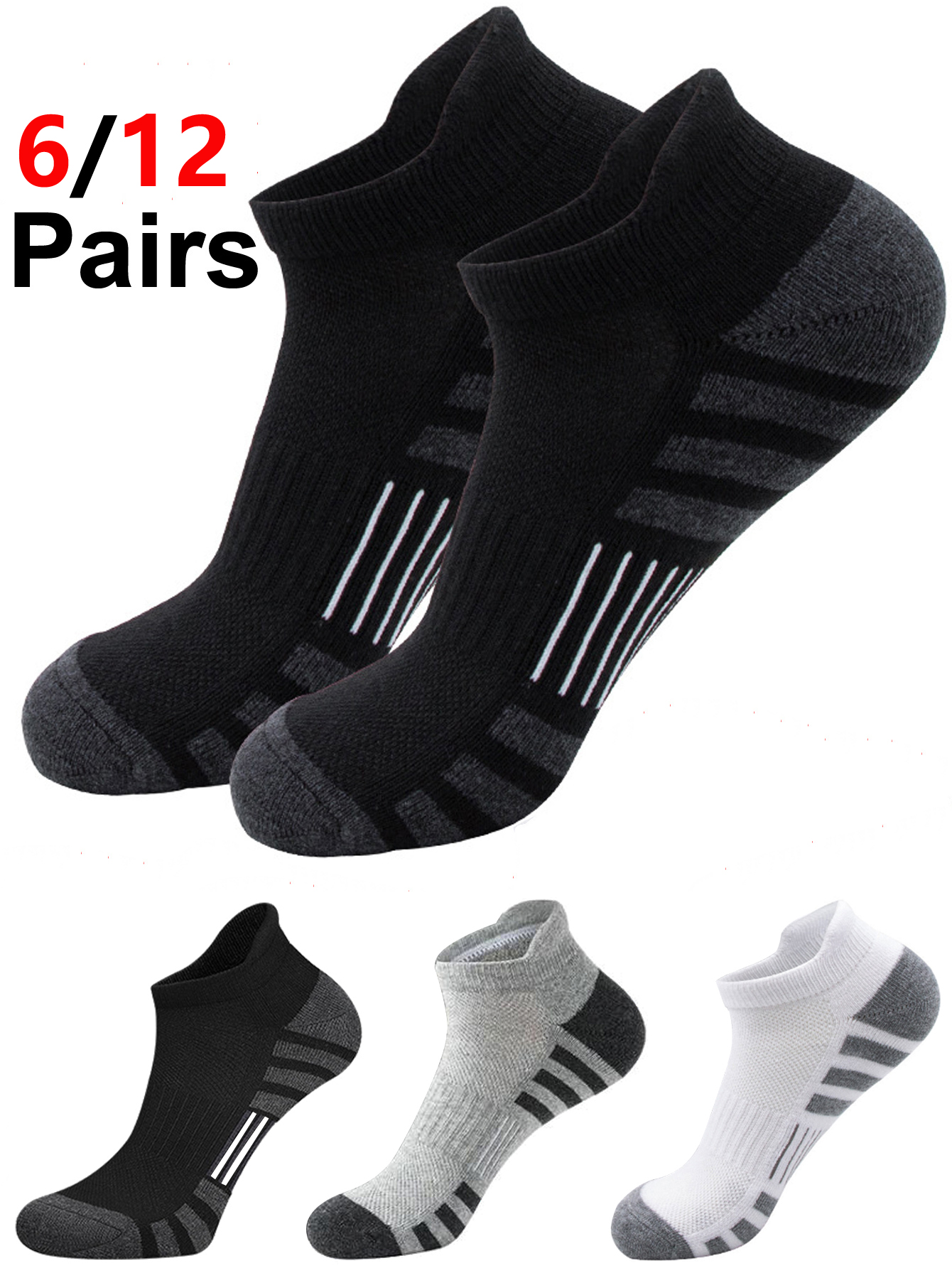 6/12 Pairs Cushioned Breathabl - Athletic Sock Cushion บทวิจารณ์และราคา