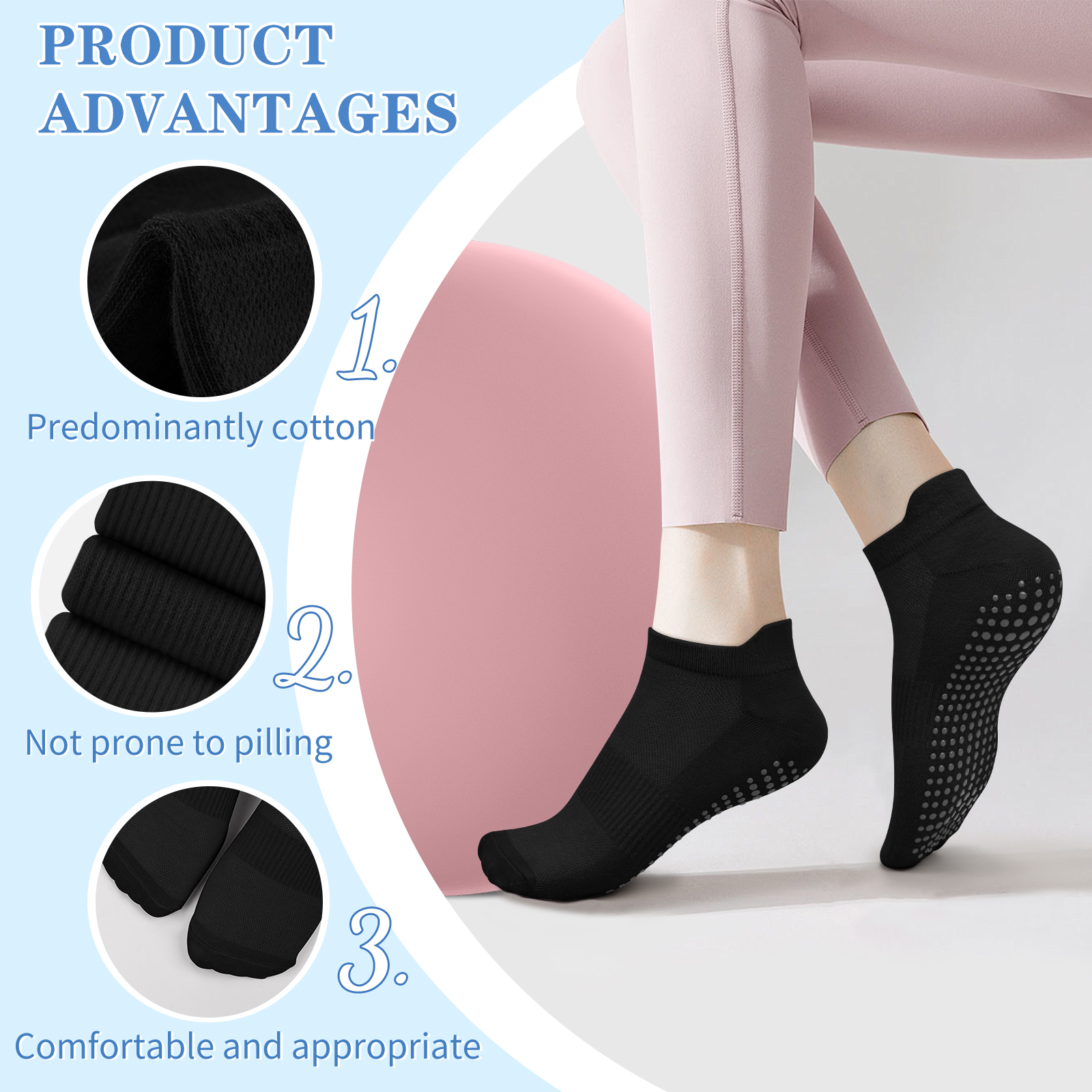 3 Pairs Yoga Socks Women Cotto - Grip Sock Yoga บทวิจารณ์และราคา