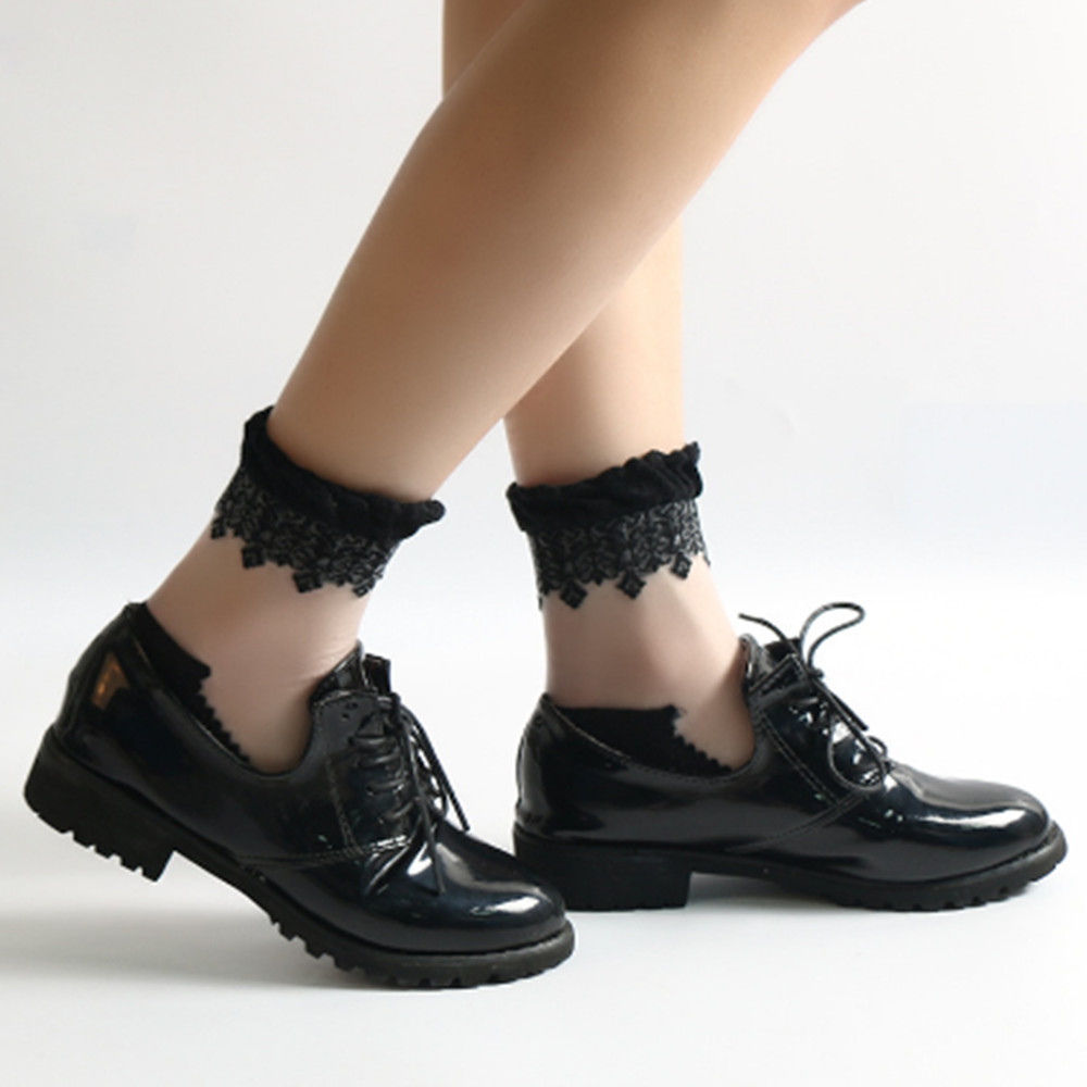 Woman Lace short sock thin soc - Invisibility Sock Loafer บทวิจารณ์และราคา